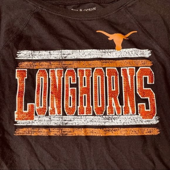 5th & Ocean Girls Texas Longhorns Sequined Long Sleeve T-Shirt Size 10 - Picture 2 of 9